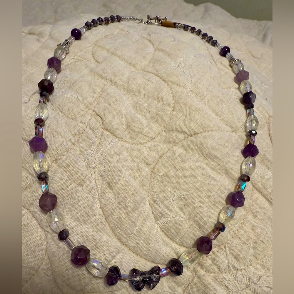 Amethyst and AB beaded necklace